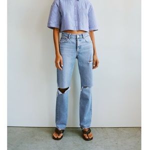 Zara straight leg ripped jeans size 4